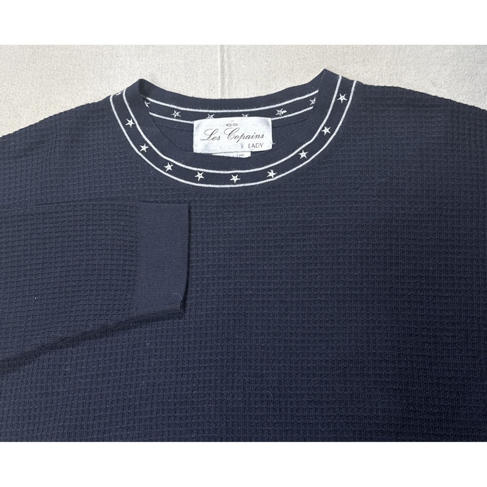 Blue Les Copains Lady Black Classic Pullover Sweaters Waffle Knit Sz 44